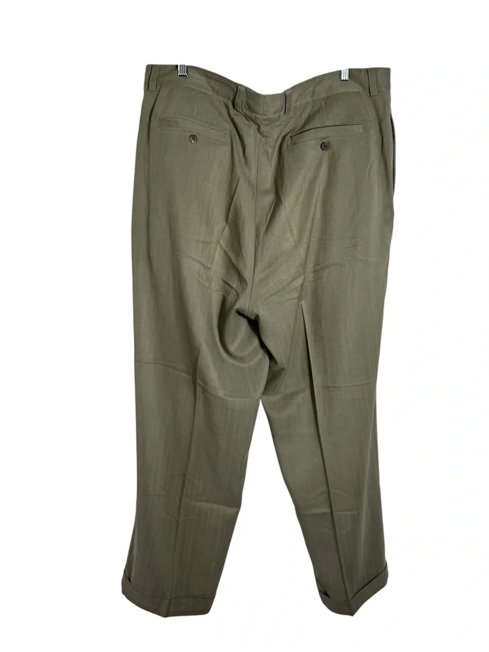 Tommy Bahama 100% Silk Pleated Dress Pants Tan Green Men's 38x28